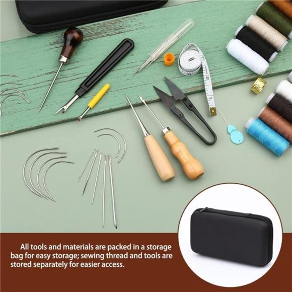 Upholstery Repair Kit,48pcs Leather Sewing Kit with Upholstery Thread,Sewing Awl - Picture 6 of 7
